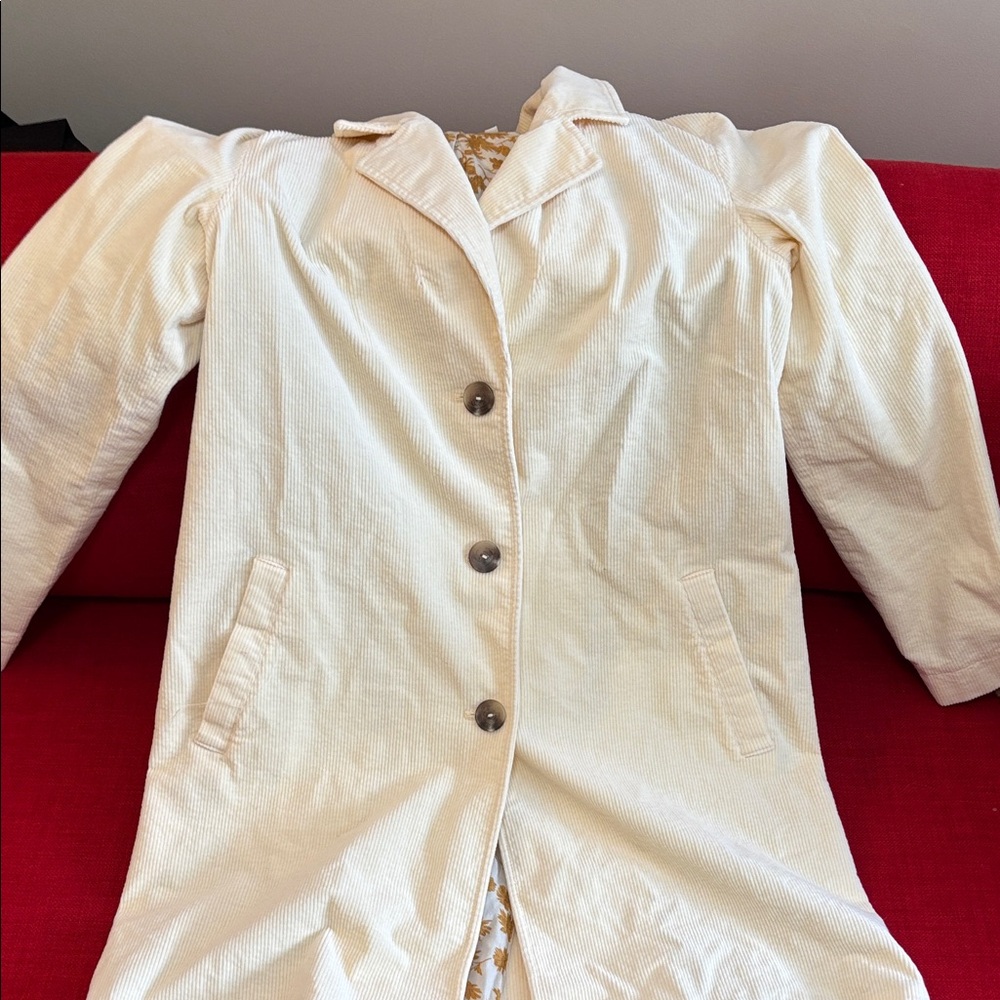 Anthropologie Cream Corduroy Duster Coat!